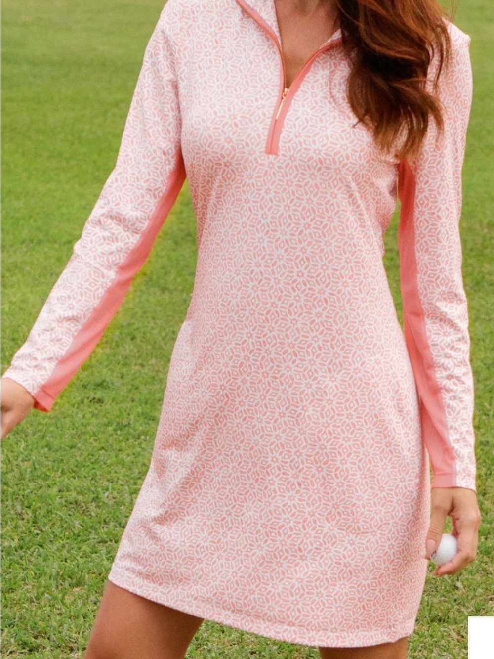 Cabana Life Pink Coral Printed Long Sleeve Sport Dress